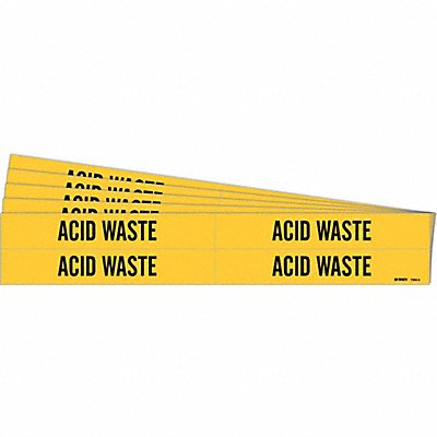 BRADY 70044PK Pipe Marker Black Acid Waste PK5