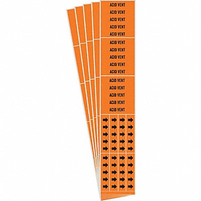 BRADY 73193CPK Pipe Marker Adhesive Black Acid Vent PK5