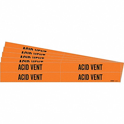 BRADY 73194PK Pipe Marker Adhesive Black Acid Vent PK5