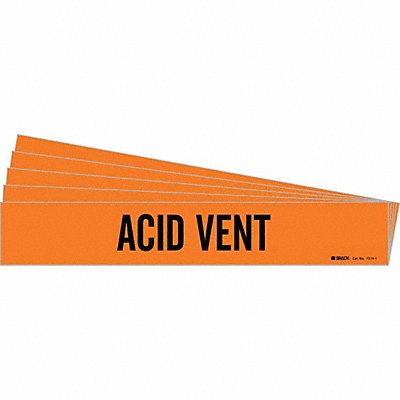 BRADY 73191PK Pipe Marker Adhesive Black Acid Vent PK5
