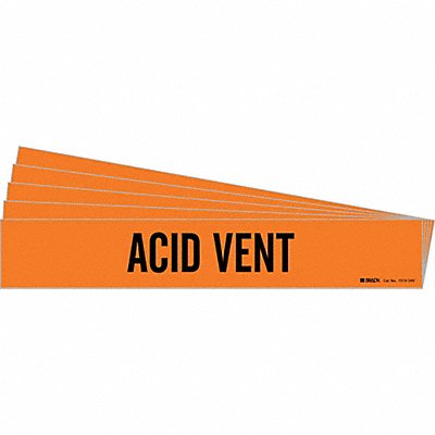 BRADY 73191HVPK Pipe Marker Adhesive Black Acid Vent PK5