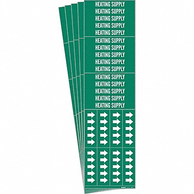 BRADY 73633CPK Pipe Marker White Heating Supply PK5