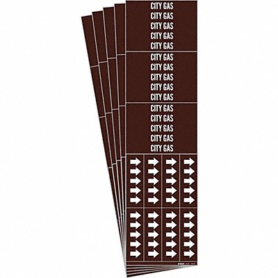 BRADY 73463CPK Pipe Marker Adhesive White City Gas PK5