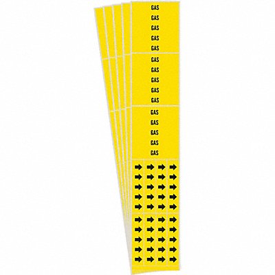 BRADY 71193CPK Pipe Marker Adhesive Black Gas PK5