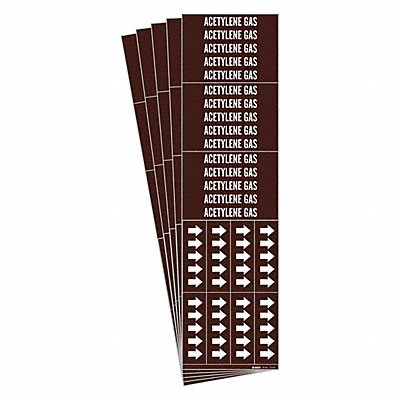 BRADY 73173CPK Pipe Marker White Acetylene Gas PK5