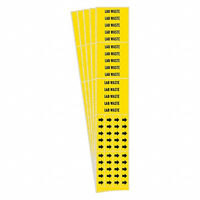 BRADY 87933CPK Pipe Marker Adhesive Black Lab Waste PK5