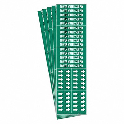 BRADY 72873CPK Pipe Marker White Tower Water Supply PK5