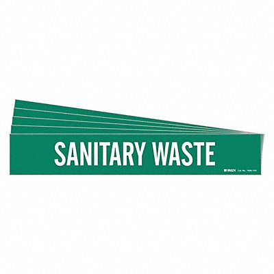 BRADY 74061HVPK Pipe Marker White Sanitary Waste PK5