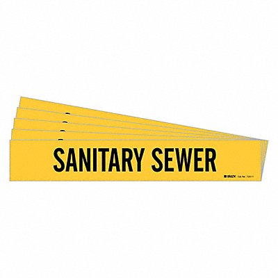 BRADY 72511PK Pipe Marker Black Sanitary Sewer PK5