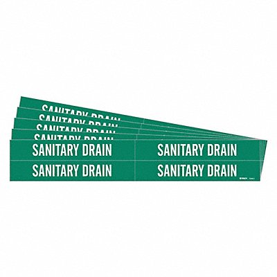 BRADY 72494PK Pipe Marker White Sanitary Drain PK5