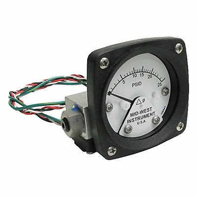 MIDWEST INSTRUMENT 120AA00OAA25P Differential Pressure Gauge and Switch