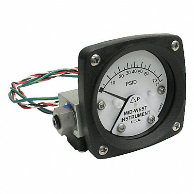 MIDWEST INSTRUMENT 120AA00OAA75P Differential Pressure Gauge and Switch