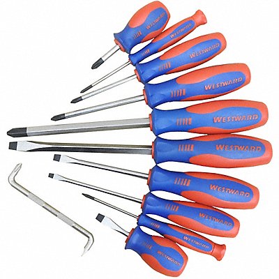 WESTWARD 785EH6 Screwdriver Set Cushion Grip Metric/SAE