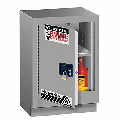 JUSTRITE 882414 Cabinet 15 gal Flammable Silver
