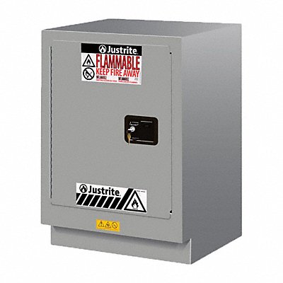 JUSTRITE 882434 Cabinet 15 gal Flammable Silver