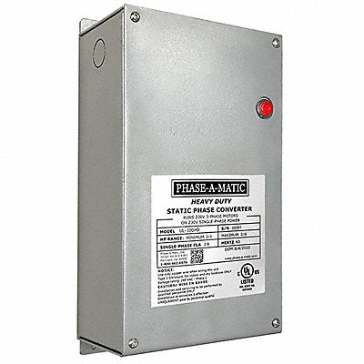 PHASE-A-MATIC UL100HD Phase Converter Static 1/3 to 3/4 HP OP