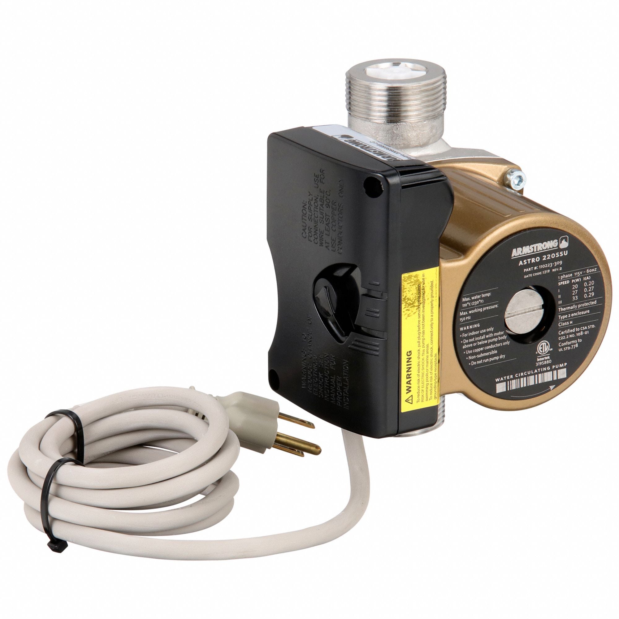 ARMSTRONG PUMPS INC. 110223340 Potable Circulating Pump 1/25HP 120V AC