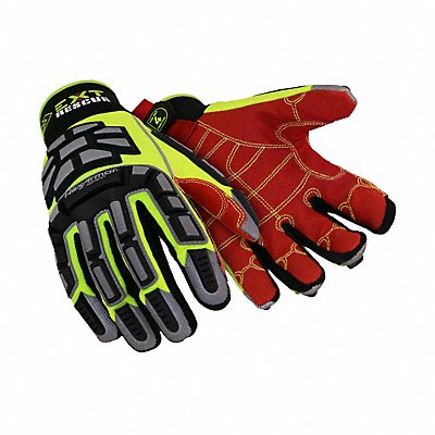 HEXARMOR 4011L9 Safety Gloves Black/Hi-Vis Grn/Red L PR