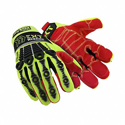 HEXARMOR 4012L9 Safety Gloves Black/Hi-Vis Grn/Red L PR