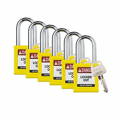 BRADY SDPLYellow38STKA6 Padlock 6 Pins Yellow PK6