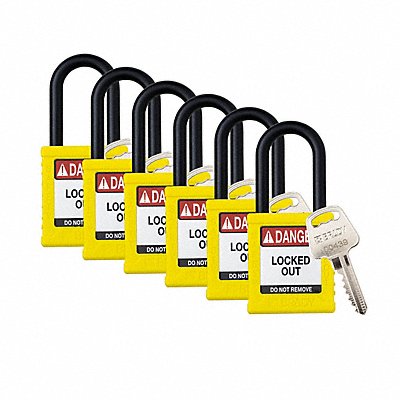 BRADY SDPLYellow38PLKD6 Padlock 6 Pins Yellow PK6