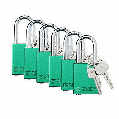 BRADY SDALGRN38STKD6 K7938 Padlock 6 Pins Green PK6
