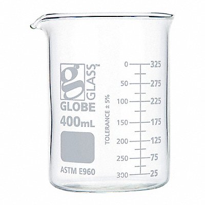GLOBE SCIENTIFIC 8010400 Beaker 400 mL 113 mm H 77 mm Dia PK12