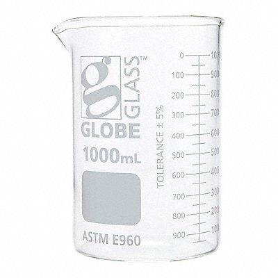 GLOBE SCIENTIFIC 8011000 Beaker 1 L 157 mm H 108 mm Dia PK6