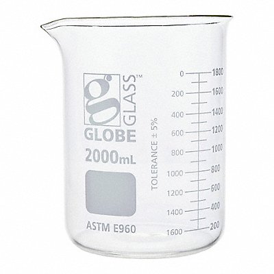 GLOBE SCIENTIFIC 8012000 Beaker 2 L 188 mm H 130 mm Dia PK4