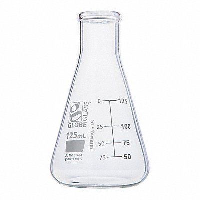 GLOBE SCIENTIFIC 8400125 Erlenmeyer Flask 125 mL 115 mm H PK12
