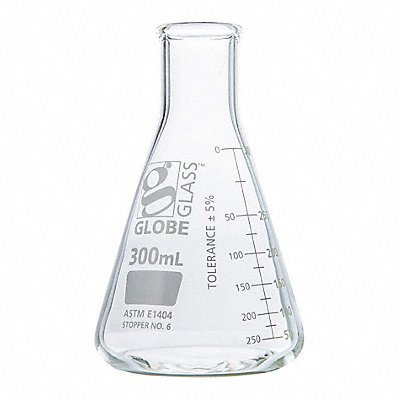 GLOBE SCIENTIFIC 8400300 Erlenmeyer Flask 300 mL 144 mm H PK12