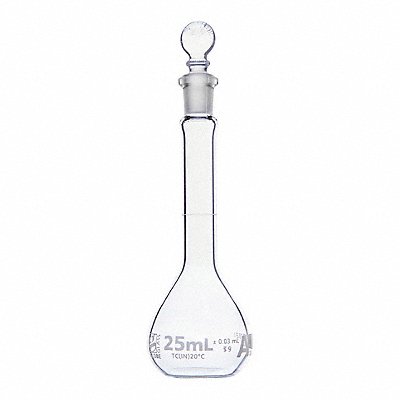 GLOBE SCIENTIFIC 8200025 Volumetric Flask 25 mL 11 mm H PK6