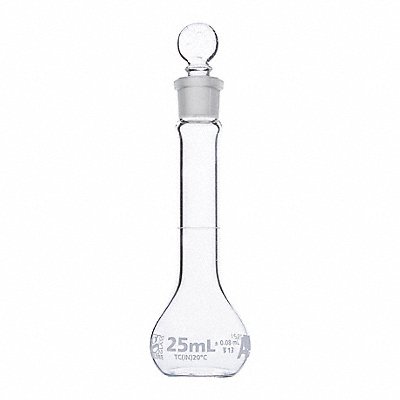 GLOBE SCIENTIFIC 8230025 Volumetric Flask 25 mL 110 mm H PK6