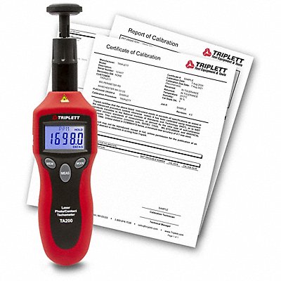 TRIPLETT TA200NIST Tachometer +/-0.05% RPM Acc LCD