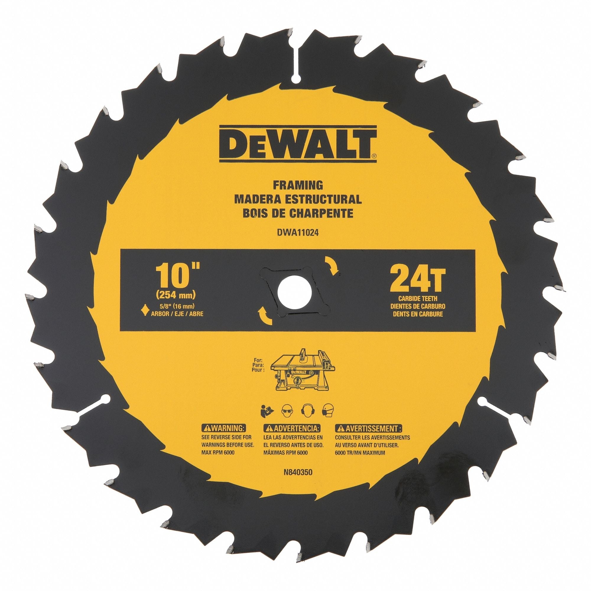 DEWALT DWA11024 Circular Saw Blades 10 in Blade 24 Teeth