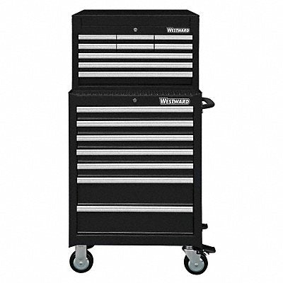 WESTWARD 7CY08 Black Light Duty Tool Chest/Cabinet Combo