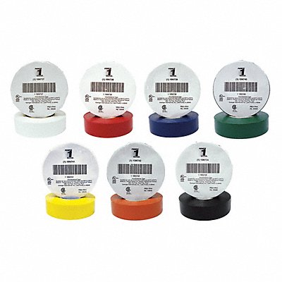 GRAINGER 7DX31 Elec Tape 66 ft Lx3/4 W 7 mil Assorted