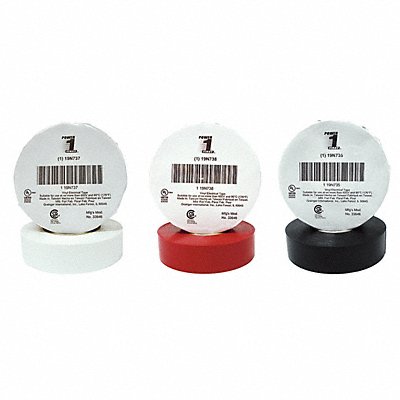 GRAINGER 7DX33 Elec Tape 66 ft Lx3/4 W 7 mil Assorted
