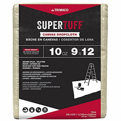SUPERTUFF 51121 Drop Cloth 32 mil Cotton Canvas 12 ft L