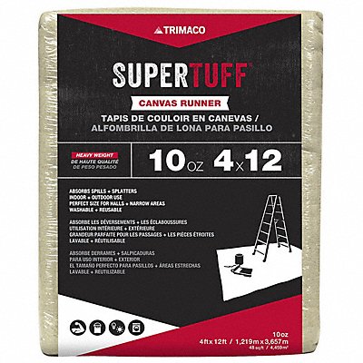 SUPERTUFF 51127 Drop Cloth 32 mil Cotton Canvas 12 ft L