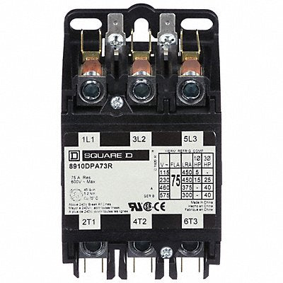 SCHNEIDER 8910DPA73RV02 DefPurposeContactor 110/120VAC 3P 75A