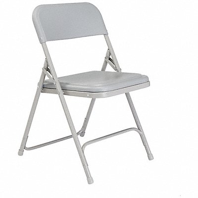 NATIONAL PUBLIC SEATING 802 Folding Chair Plastic Grey PK4