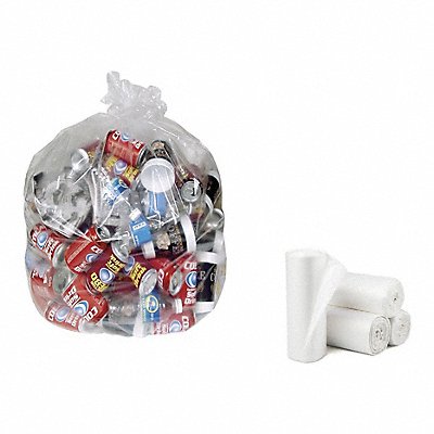 GRAINGER 803ZU5 Recycled Plastic Garbage Bags Clear PK200