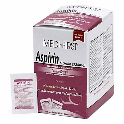 MEDI-FIRST 80548 Aspirin Pain/Fever Reducer 325mg PK250