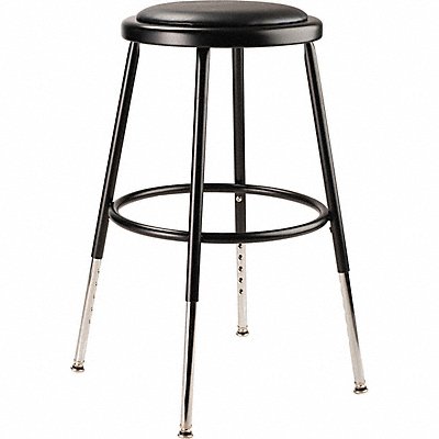NATIONAL PUBLIC SEATING 6418H10 Blk Vinyl Stool 19-27 H Welded Tube Leg