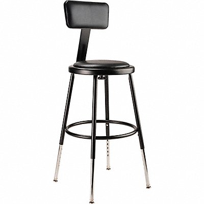 NATIONAL PUBLIC SEATING 6418HB10 Blk Vinyl Stool Back 19-27 H Stationary