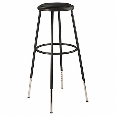 NATIONAL PUBLIC SEATING 6430H10 Blk Vinyl Stool 31-39 H Welded Tube Leg