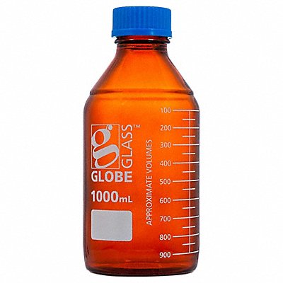 GLOBE SCIENTIFIC 8111000 Bottle 225 mm H Amber 101 mm Dia PK10