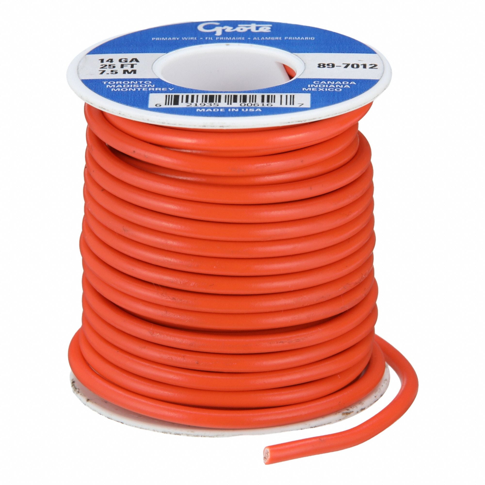 GROTE 897012 Primary Automotive Wire 25ft L 60V Orng