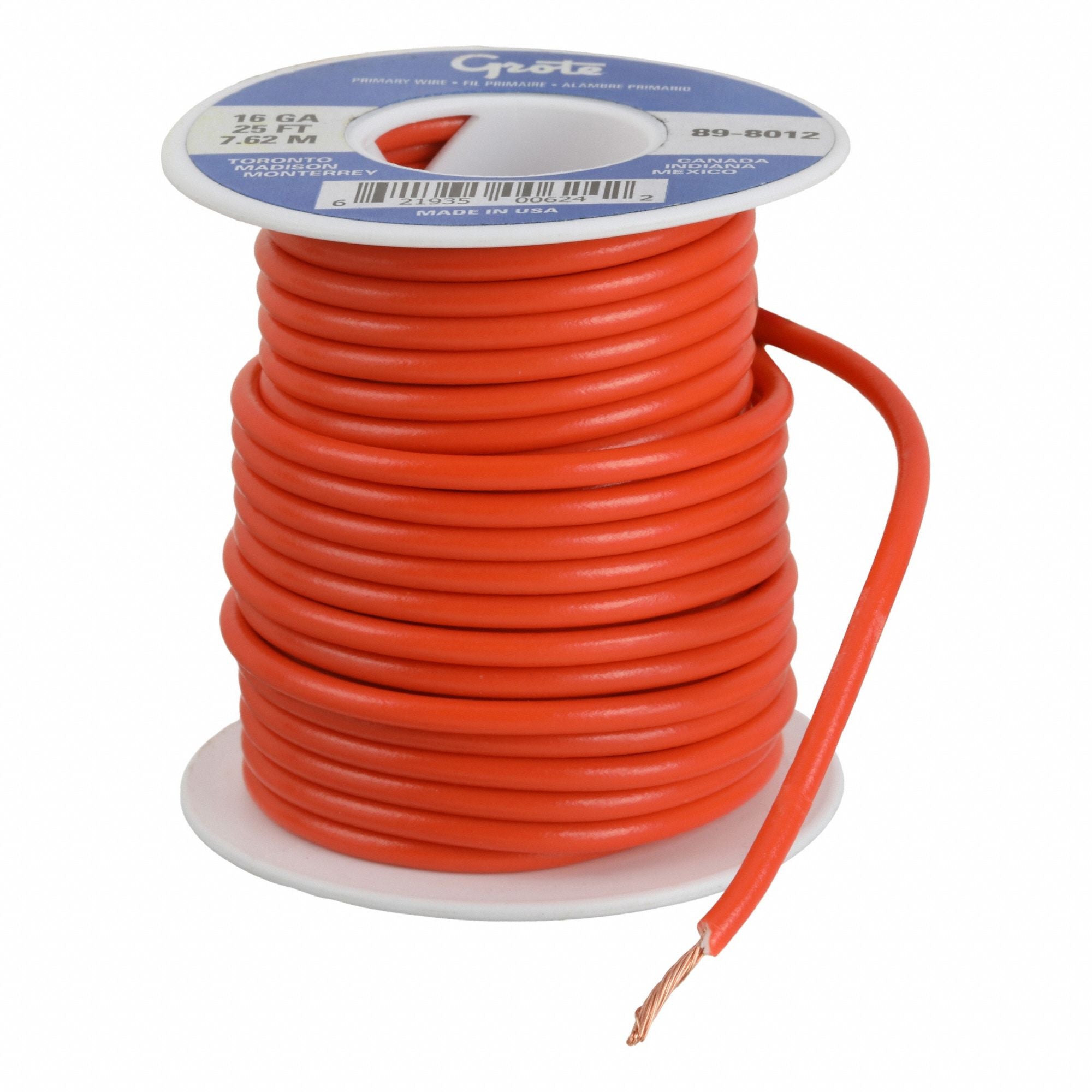 GROTE 898012 Primary Automotive Wire 25ft L 60V Orng